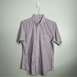 Brooks Brothers Short Sleeve Button Down Shirt Purple White Striped Size Medium
